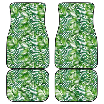 Exotic Tropical Leaf Pattern Print Front and Back Car Floor Mats