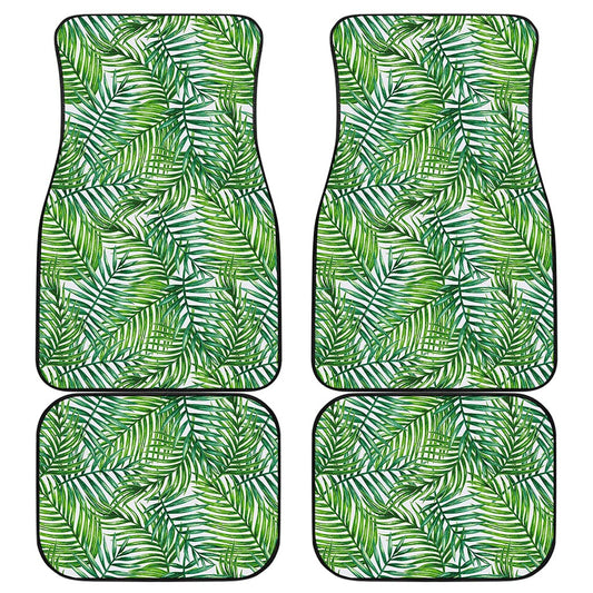 Exotic Tropical Leaf Pattern Print Front and Back Car Floor Mats