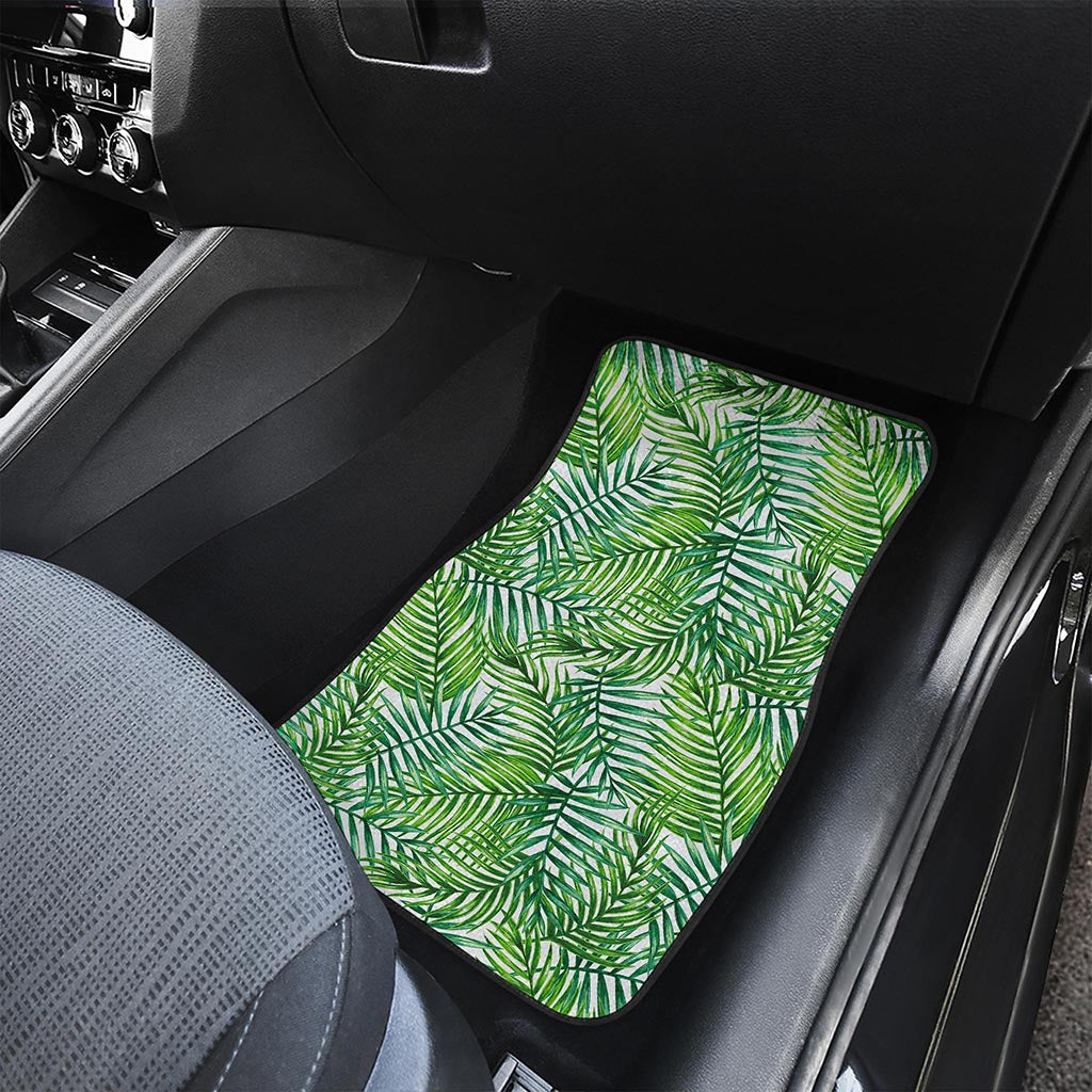 Exotic Tropical Leaf Pattern Print Front and Back Car Floor Mats