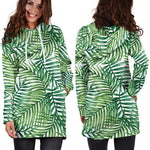 Exotic Tropical Leaf Pattern Print Hoodie Dress GearFrost