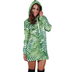Exotic Tropical Leaf Pattern Print Hoodie Dress GearFrost