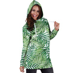 Exotic Tropical Leaf Pattern Print Hoodie Dress GearFrost