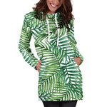 Exotic Tropical Leaf Pattern Print Hoodie Dress GearFrost