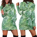 Exotic Tropical Leaf Pattern Print Hoodie Dress GearFrost