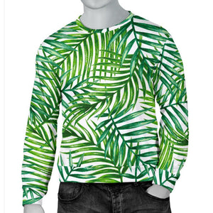 Exotic Tropical Leaf Pattern Print Men's Crewneck Sweatshirt GearFrost