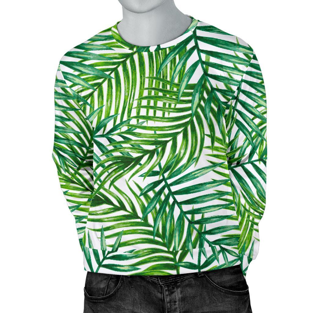 Exotic Tropical Leaf Pattern Print Men's Crewneck Sweatshirt GearFrost