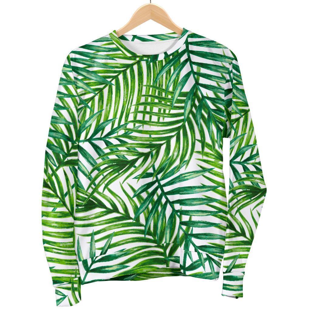 Exotic Tropical Leaf Pattern Print Men's Crewneck Sweatshirt GearFrost