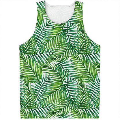 Exotic Tropical Leaf Pattern Print Men's Tank Top