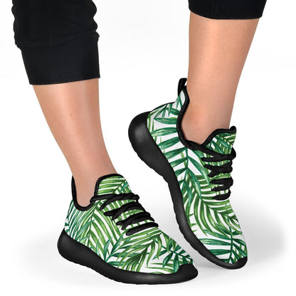 Exotic Tropical Leaf Pattern Print Mesh Knit Shoes GearFrost