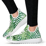 Exotic Tropical Leaf Pattern Print Mesh Knit Shoes GearFrost