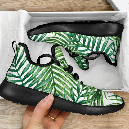 Exotic Tropical Leaf Pattern Print Mesh Knit Shoes GearFrost