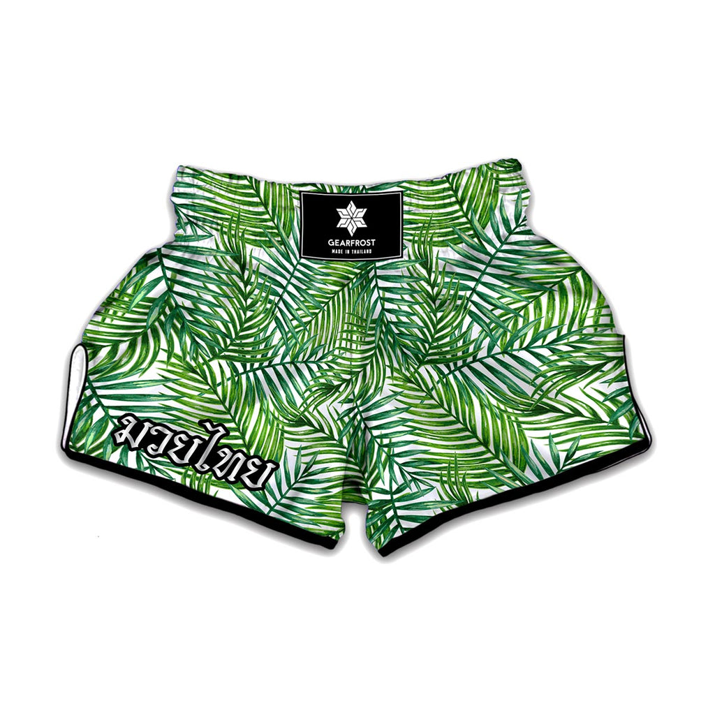 Exotic Tropical Leaf Pattern Print Muay Thai Boxing Shorts