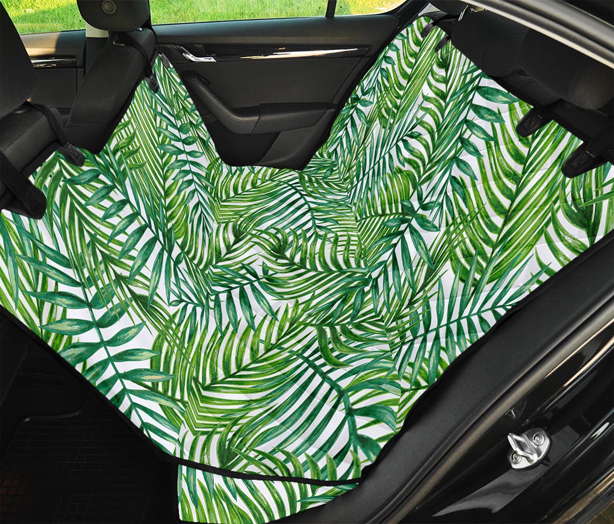 Exotic Tropical Leaf Pattern Print Pet Car Back Seat Cover