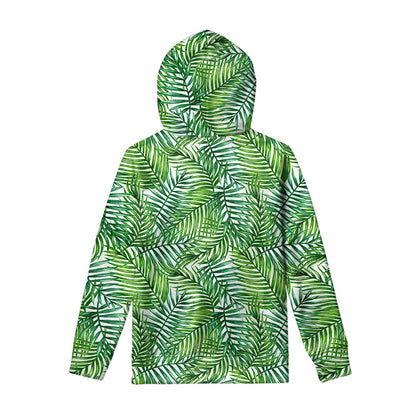 Exotic Tropical Leaf Pattern Print Pullover Hoodie