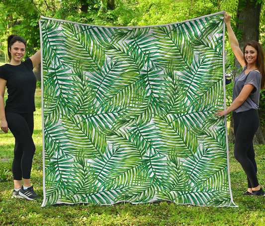 Exotic Tropical Leaf Pattern Print Quilt