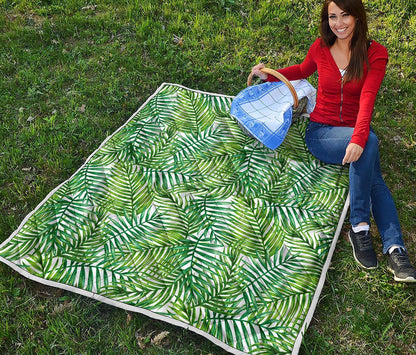 Exotic Tropical Leaf Pattern Print Quilt