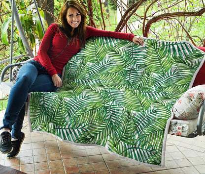 Exotic Tropical Leaf Pattern Print Quilt