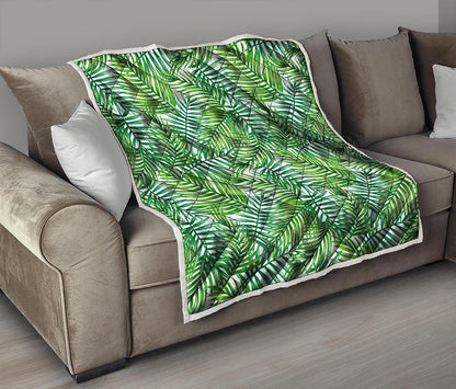 Exotic Tropical Leaf Pattern Print Quilt