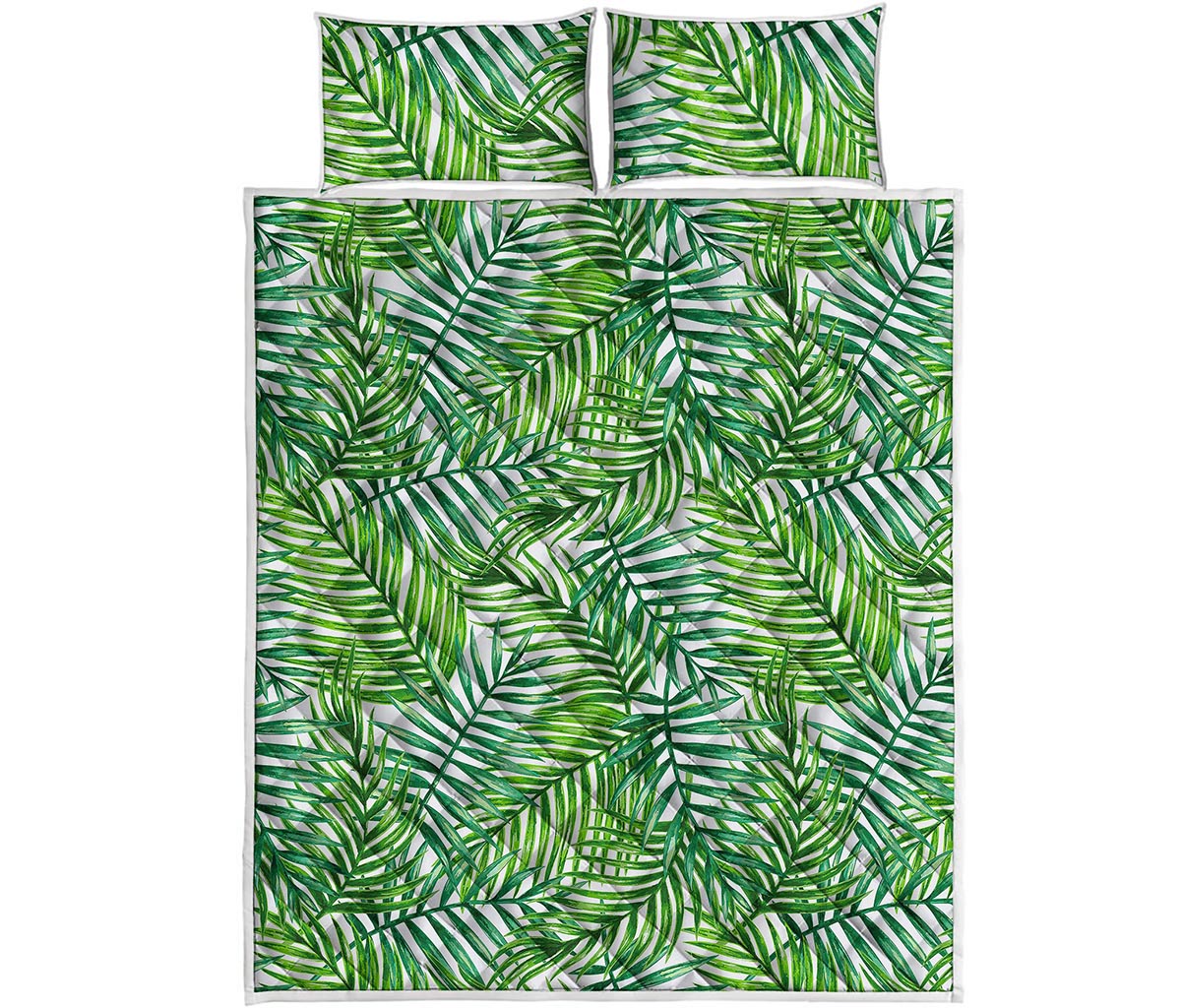 Exotic Tropical Leaf Pattern Print Quilt Bed Set