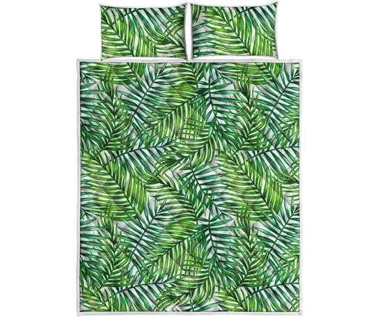 Exotic Tropical Leaf Pattern Print Quilt Bed Set