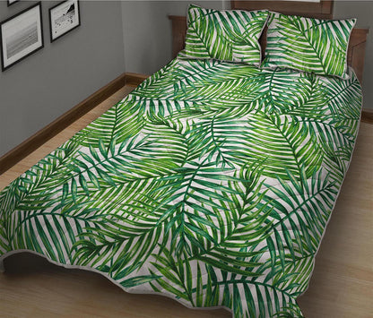 Exotic Tropical Leaf Pattern Print Quilt Bed Set