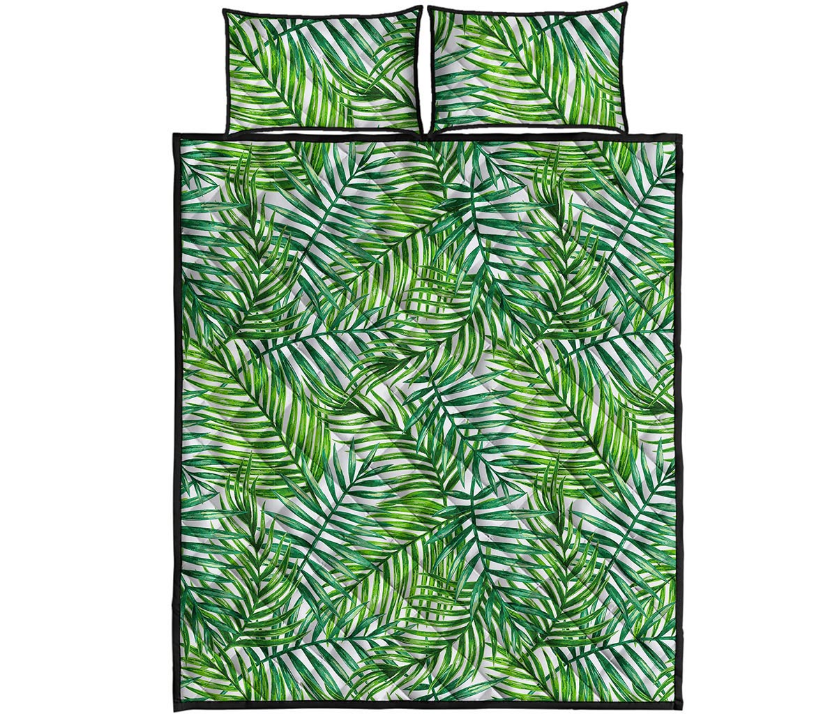 Exotic Tropical Leaf Pattern Print Quilt Bed Set