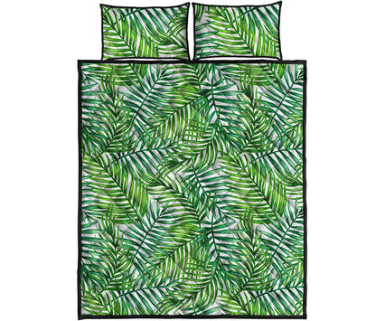 Exotic Tropical Leaf Pattern Print Quilt Bed Set