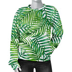 Exotic Tropical Leaf Pattern Print Women's Crewneck Sweatshirt GearFrost