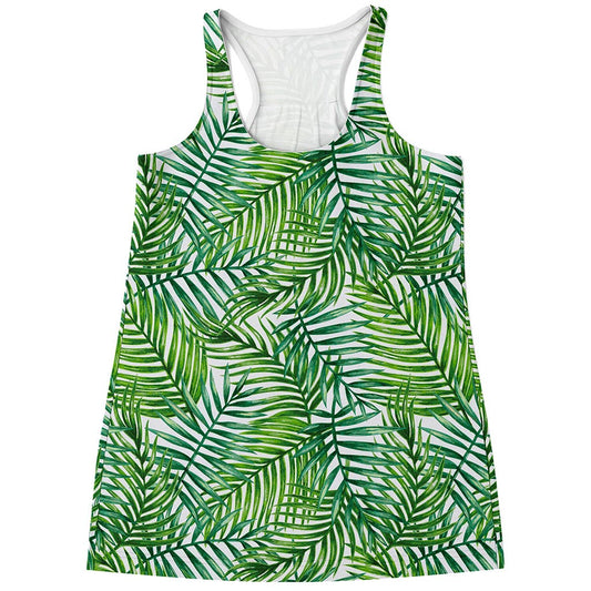 Exotic Tropical Leaf Pattern Print Women's Racerback Tank Top