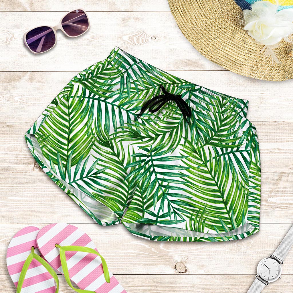 Exotic Tropical Leaf Pattern Print Women's Shorts