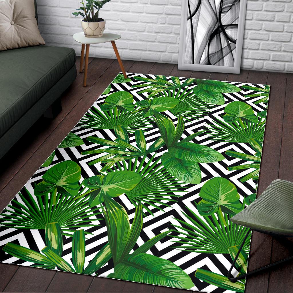 Exotic Tropical Leaves Pattern Print Area Rug GearFrost