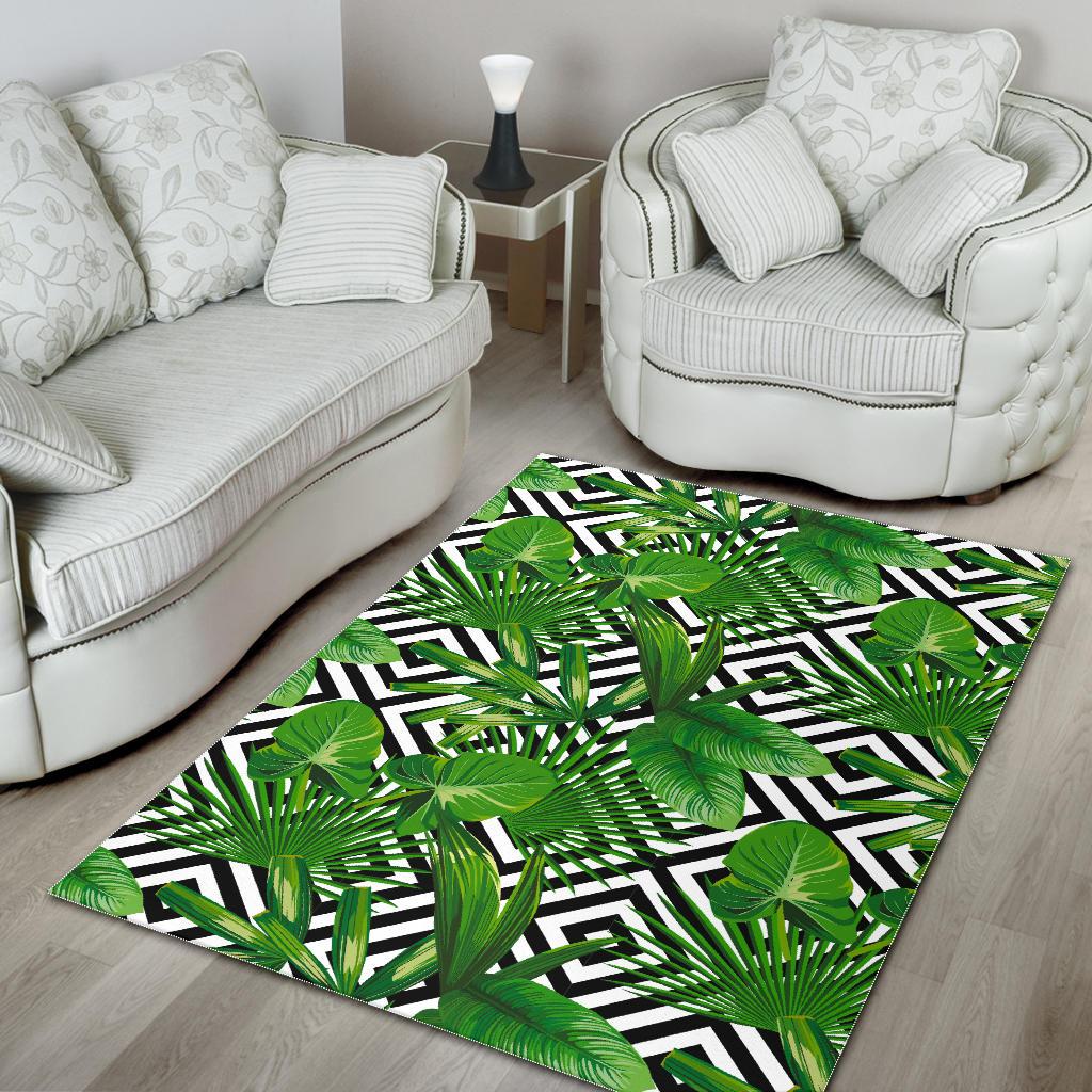 Exotic Tropical Leaves Pattern Print Area Rug GearFrost