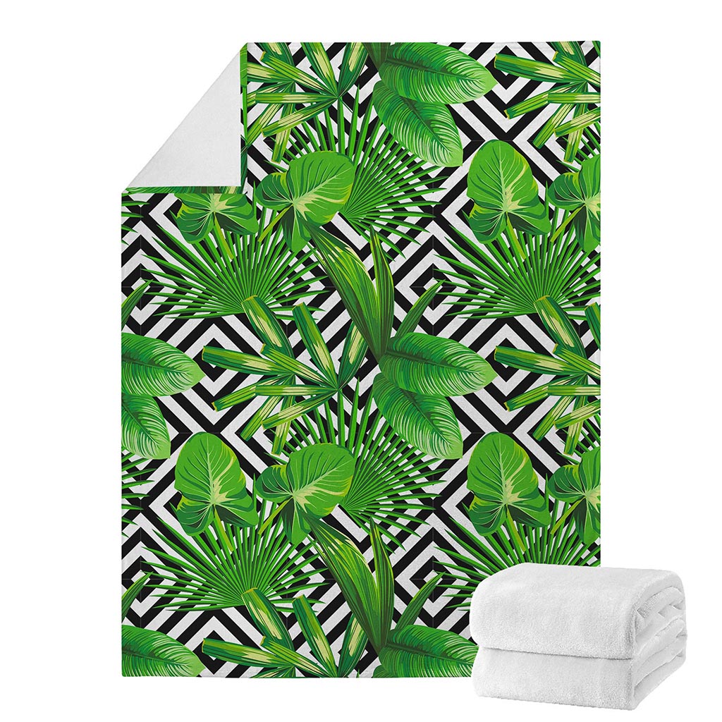 Exotic Tropical Leaves Pattern Print Blanket