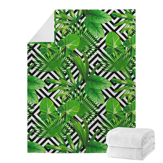 Exotic Tropical Leaves Pattern Print Blanket