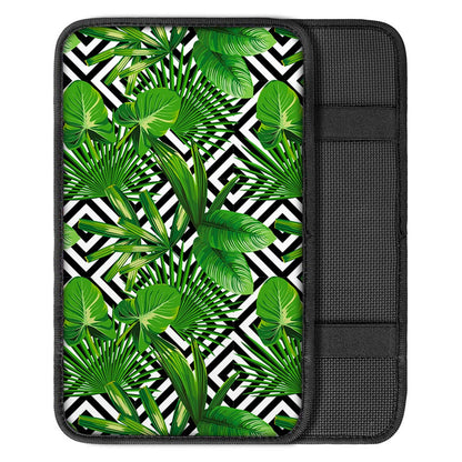 Exotic Tropical Leaves Pattern Print Car Center Console Cover
