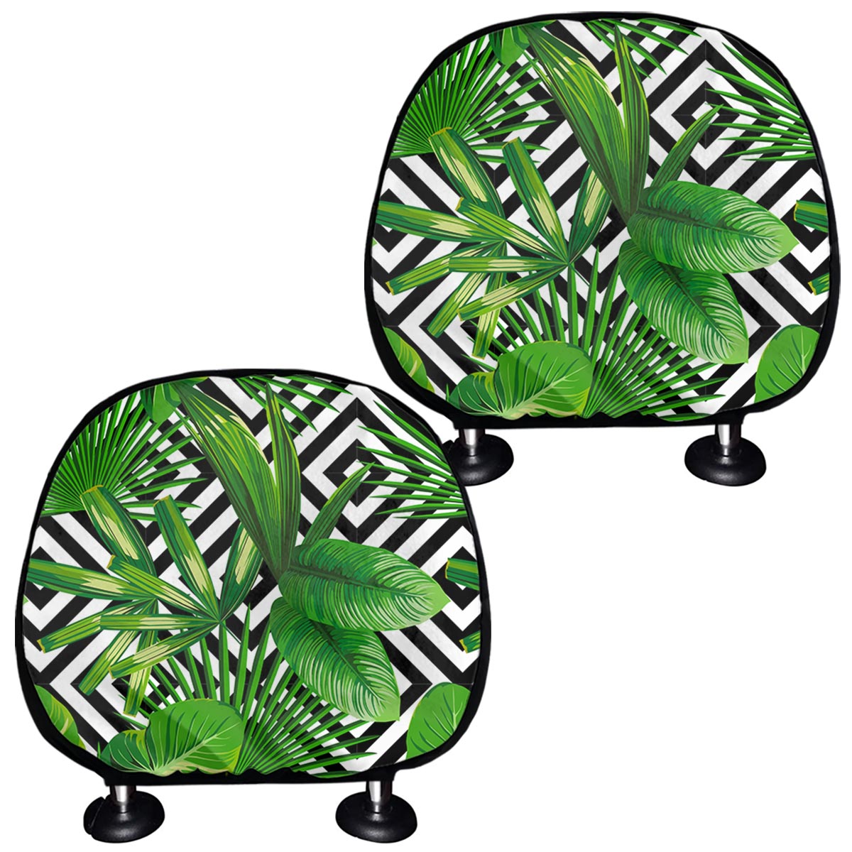 Exotic Tropical Leaves Pattern Print Car Headrest Covers