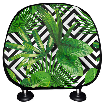 Exotic Tropical Leaves Pattern Print Car Headrest Covers