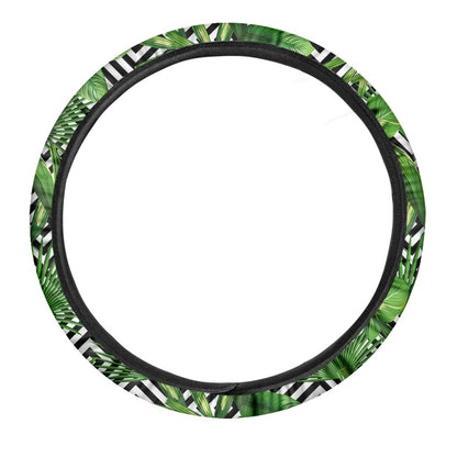 Exotic Tropical Leaves Pattern Print Car Steering Wheel Cover