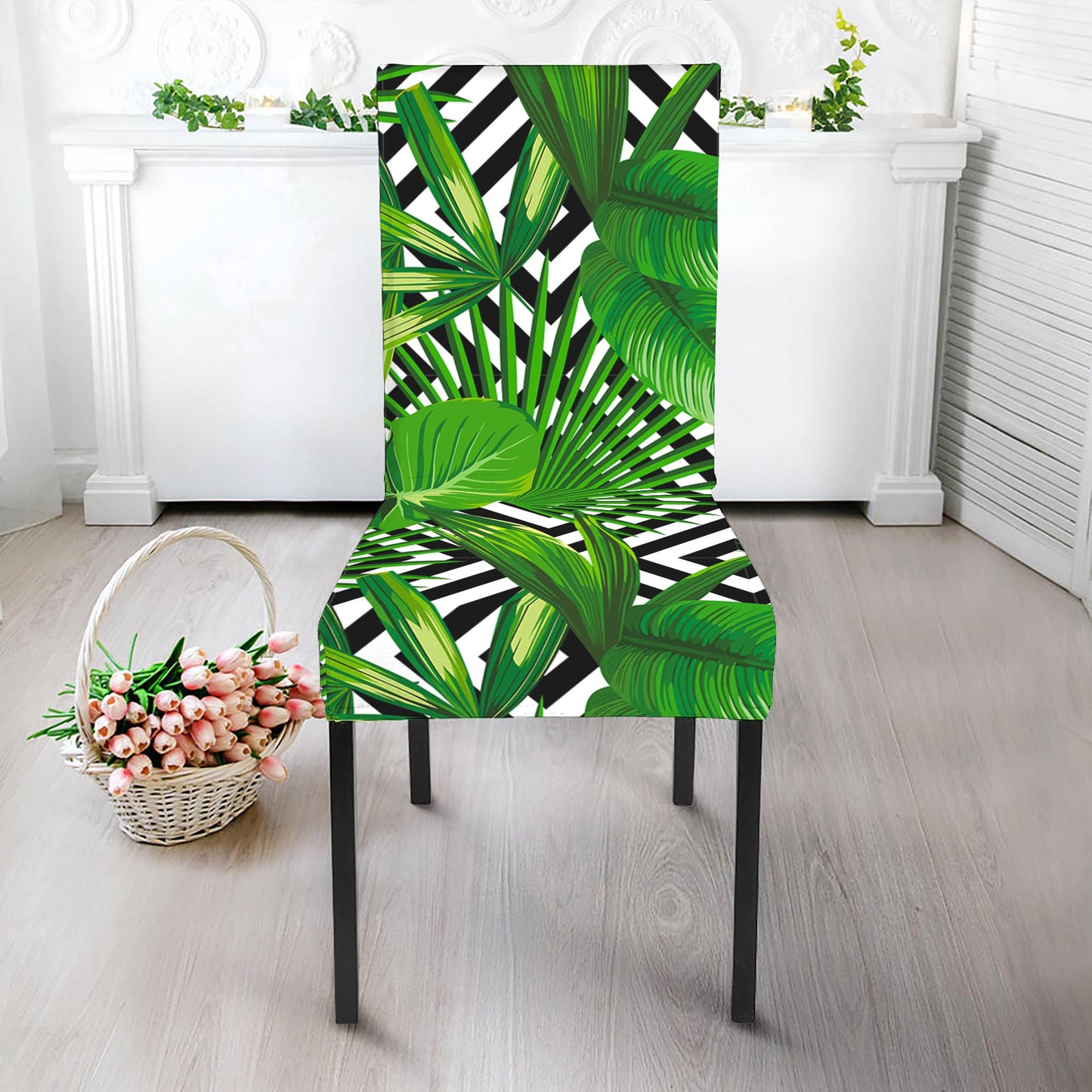 Exotic Tropical Leaves Pattern Print Dining Chair Slipcover