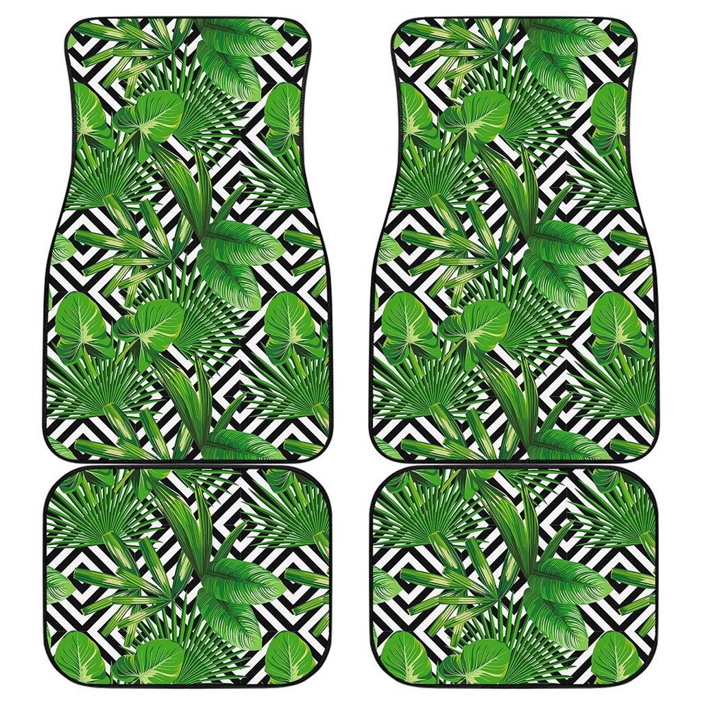 Exotic Tropical Leaves Pattern Print Front and Back Car Floor Mats