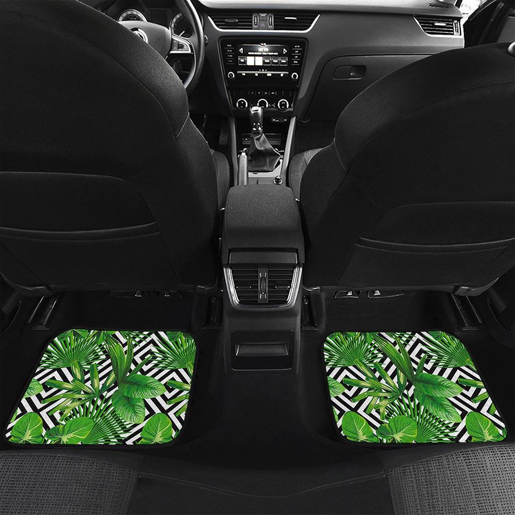 Exotic Tropical Leaves Pattern Print Front and Back Car Floor Mats