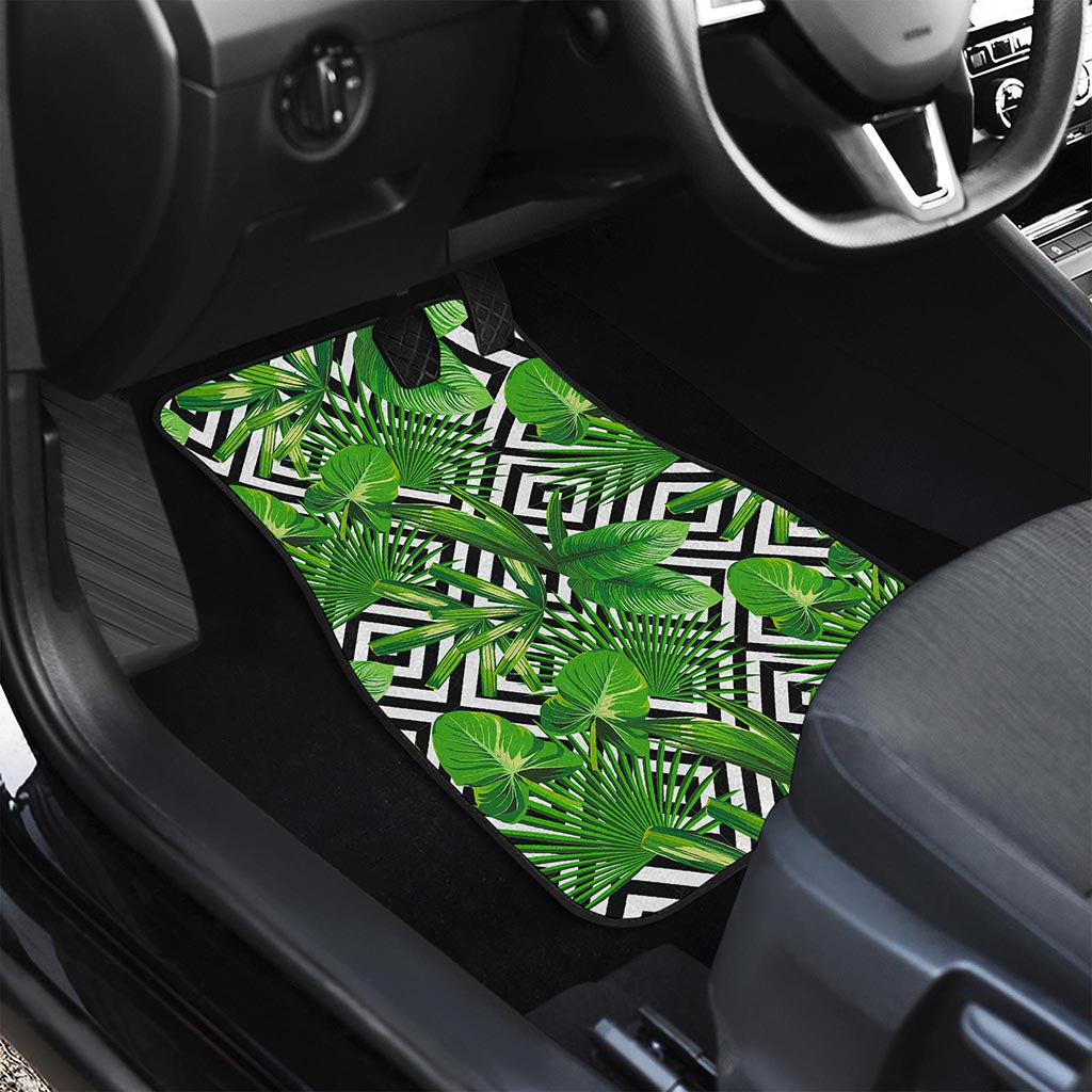 Exotic Tropical Leaves Pattern Print Front and Back Car Floor Mats