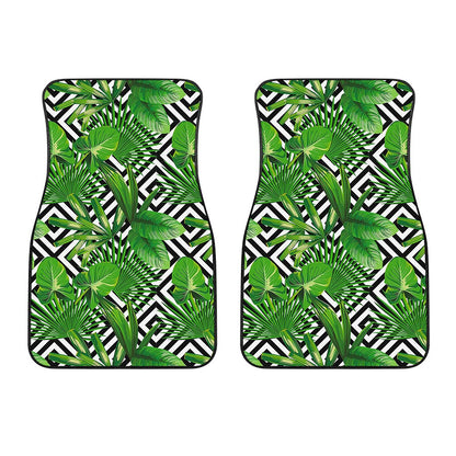 Exotic Tropical Leaves Pattern Print Front Car Floor Mats