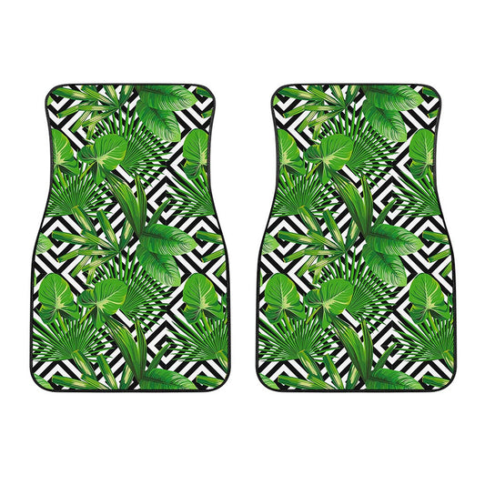 Exotic Tropical Leaves Pattern Print Front Car Floor Mats