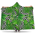 Exotic Tropical Leaves Pattern Print Hooded Blanket