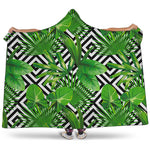Exotic Tropical Leaves Pattern Print Hooded Blanket