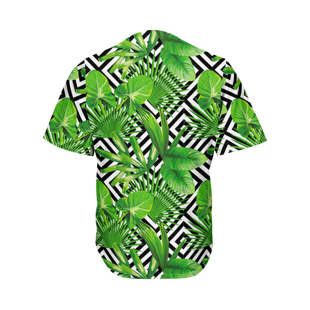 Exotic Tropical Leaves Pattern Print Men's Baseball Jersey