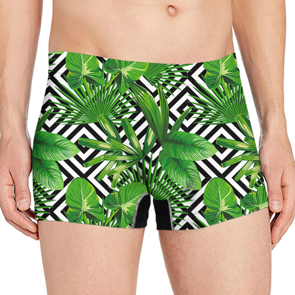 Exotic Tropical Leaves Pattern Print Men's Boxer Briefs