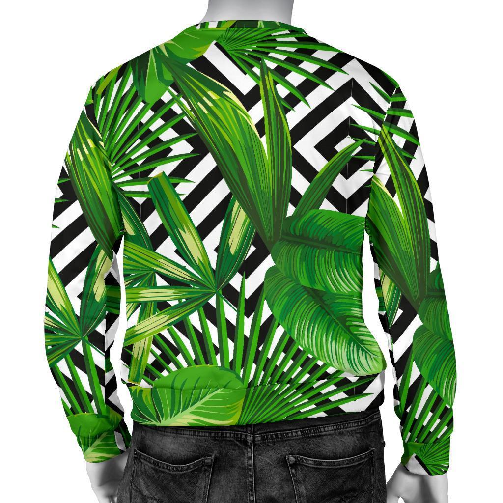 Exotic Tropical Leaves Pattern Print Men's Crewneck Sweatshirt GearFrost