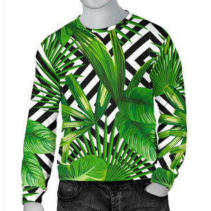 Exotic Tropical Leaves Pattern Print Men's Crewneck Sweatshirt GearFrost